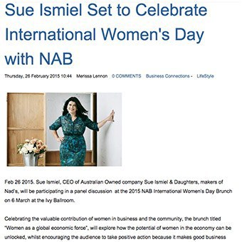 Sue Ismiel celebrates IWD2015 with NAB